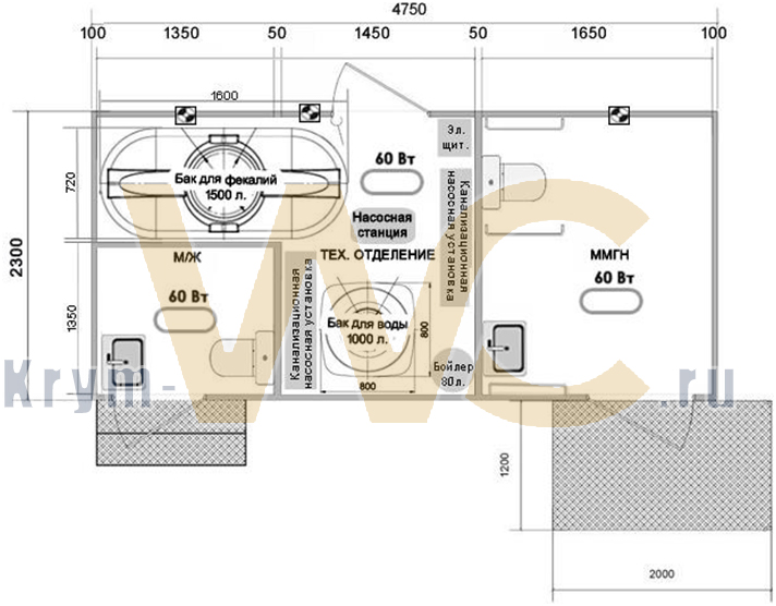 Автономный туалетный модуль "Крым-МЖ/ММГН"